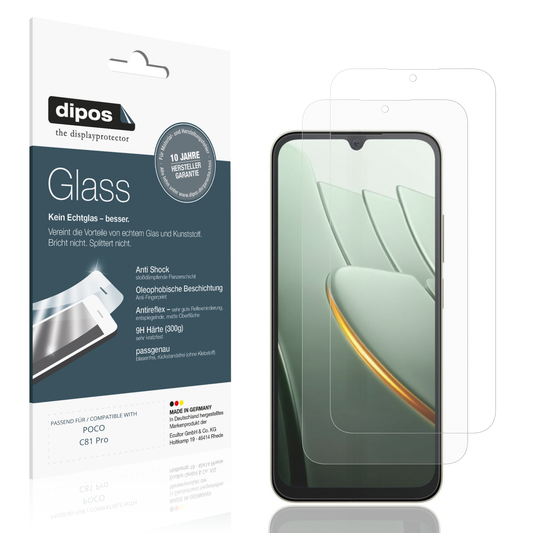 Matte Displayschutzfolie von dipos passend für POCO C81 Pro, 9H kratzfest und blasenfrei montiert