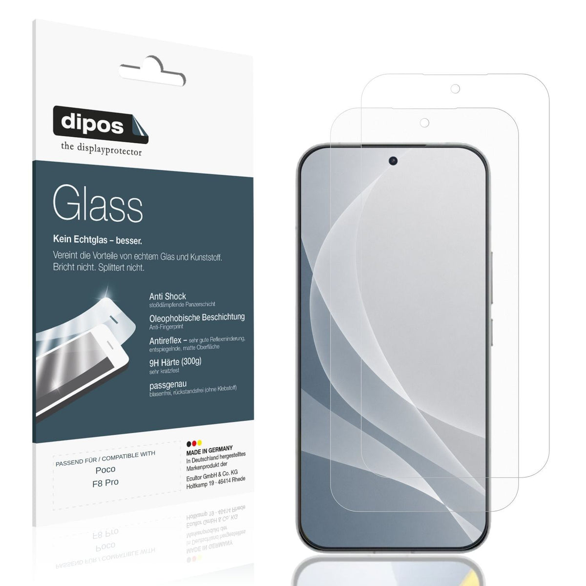 Matte Displayschutzfolie von dipos passend für Poco F8 Pro, 9H kratzfest und blasenfrei montiert