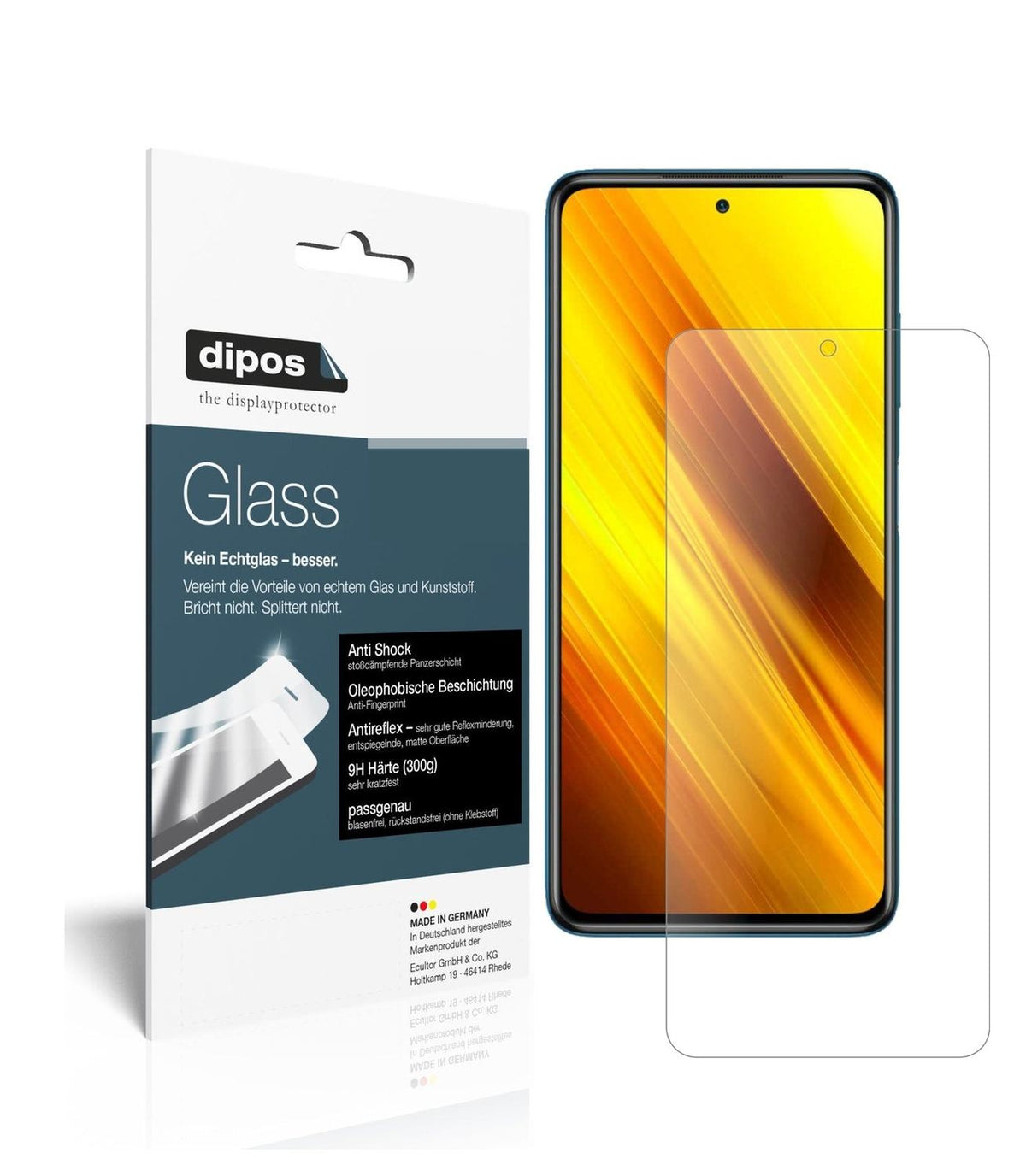 Matte Displayschutzfolie von dipos passend für Poco X3 NFC, 9H kratzfest und blasenfrei montiert