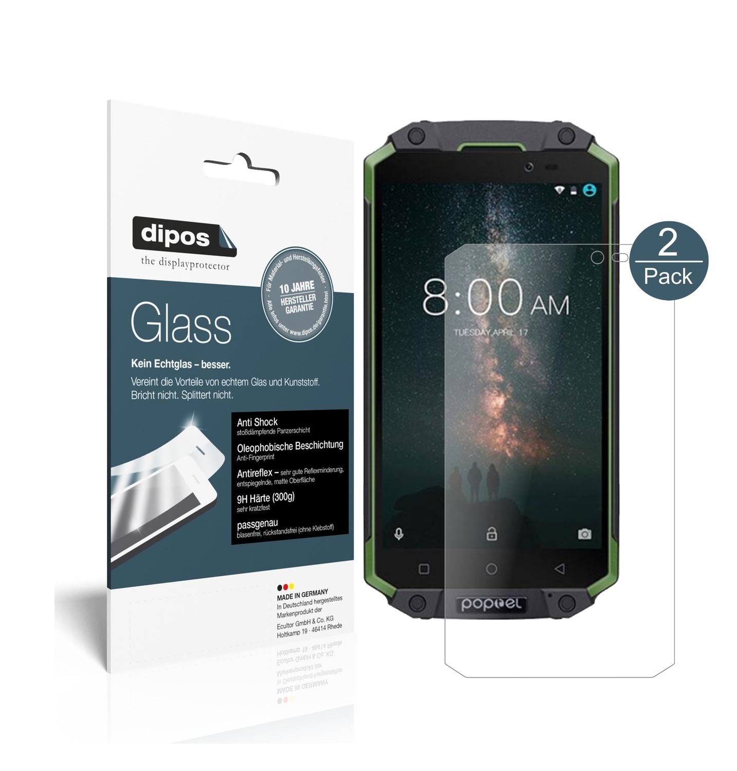 Matte Displayschutzfolie von dipos passend für Poptel P9000 Max, 9H kratzfest und blasenfrei montiert