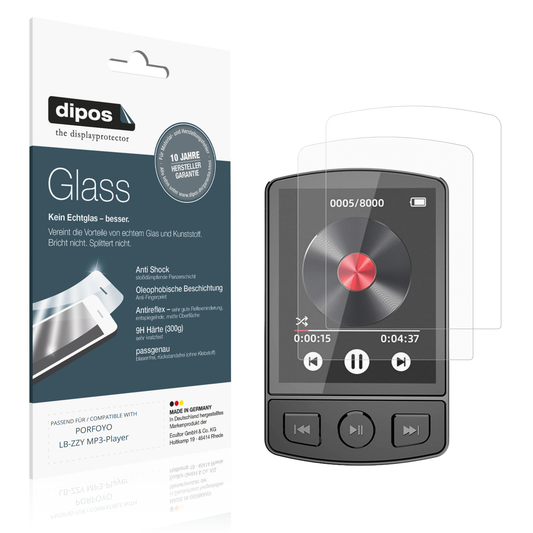Matte Displayschutzfolie von dipos passend für PORFOYO LB-ZZY MP3-Player, 9H kratzfest und blasenfrei montiert