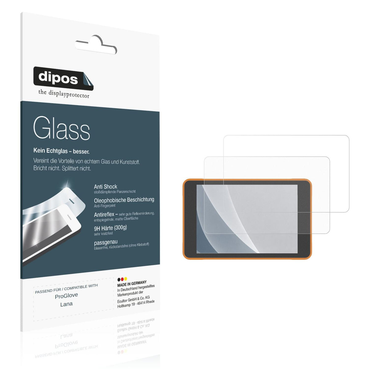 Matte Displayschutzfolie von dipos passend für ProGlove Lana, 9H kratzfest und blasenfrei montiert
