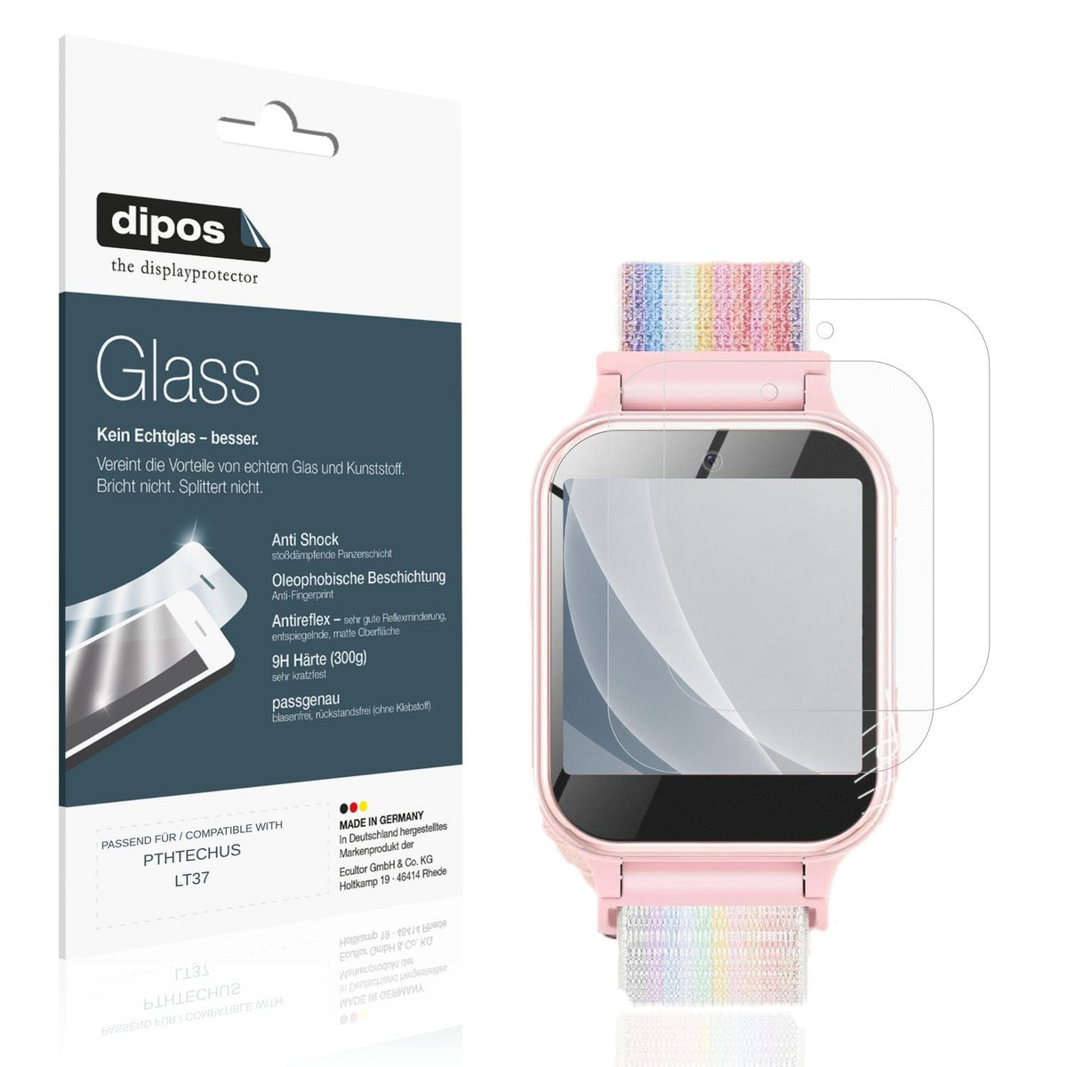 Matte Displayschutzfolie von dipos passend für PTHTECHUS LT37, 9H kratzfest und blasenfrei montiert