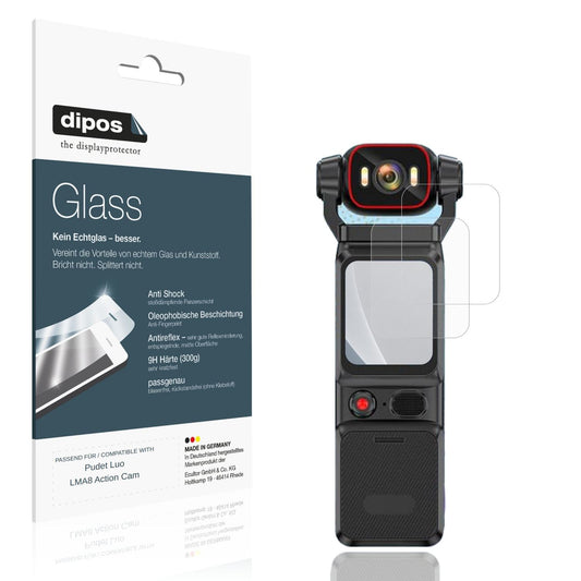Matte Displayschutzfolie von dipos passend für Pudet Luo LMA8 Action Cam, 9H kratzfest und blasenfrei montiert