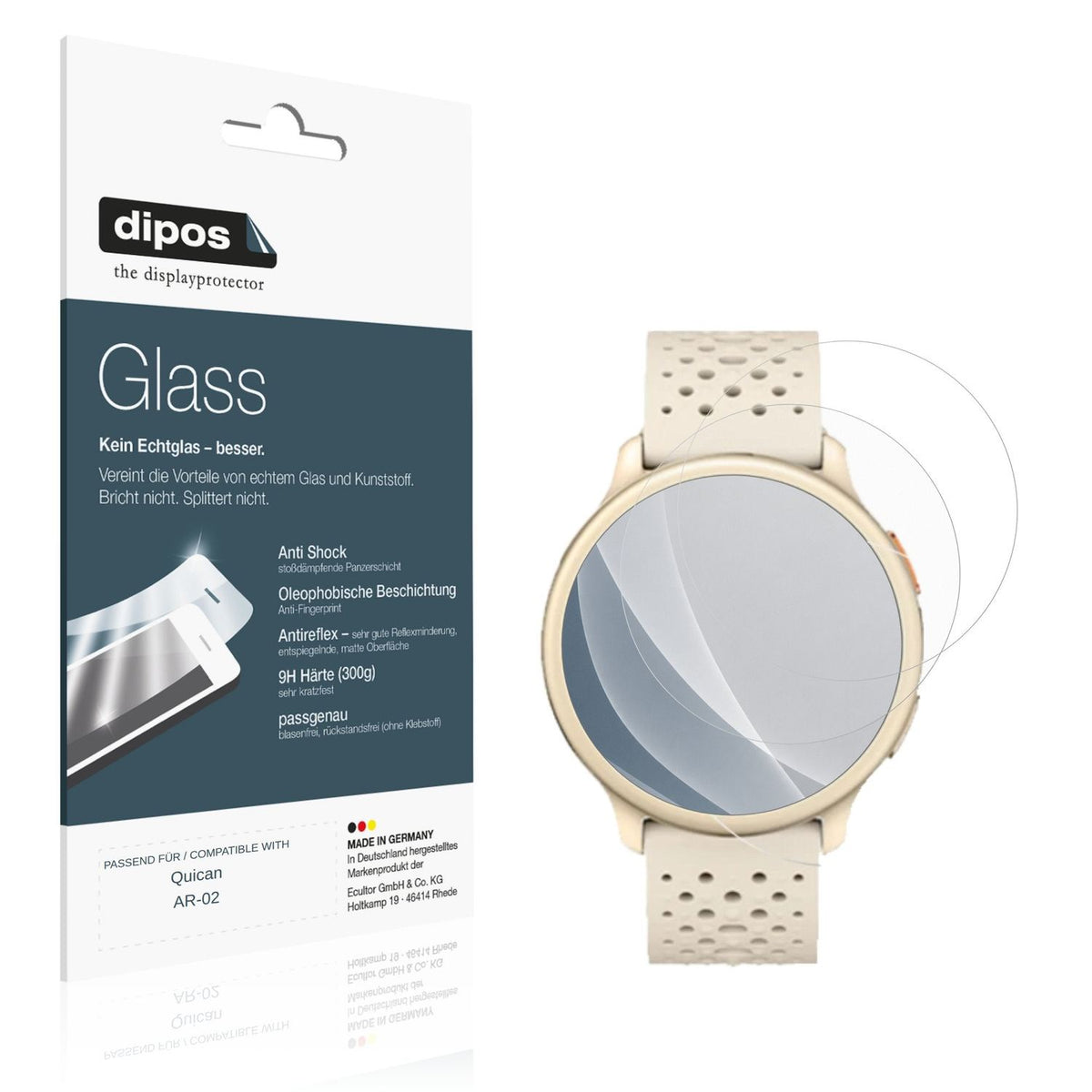 Matte Displayschutzfolie von dipos passend für Quican AR-02, 9H kratzfest und blasenfrei montiert