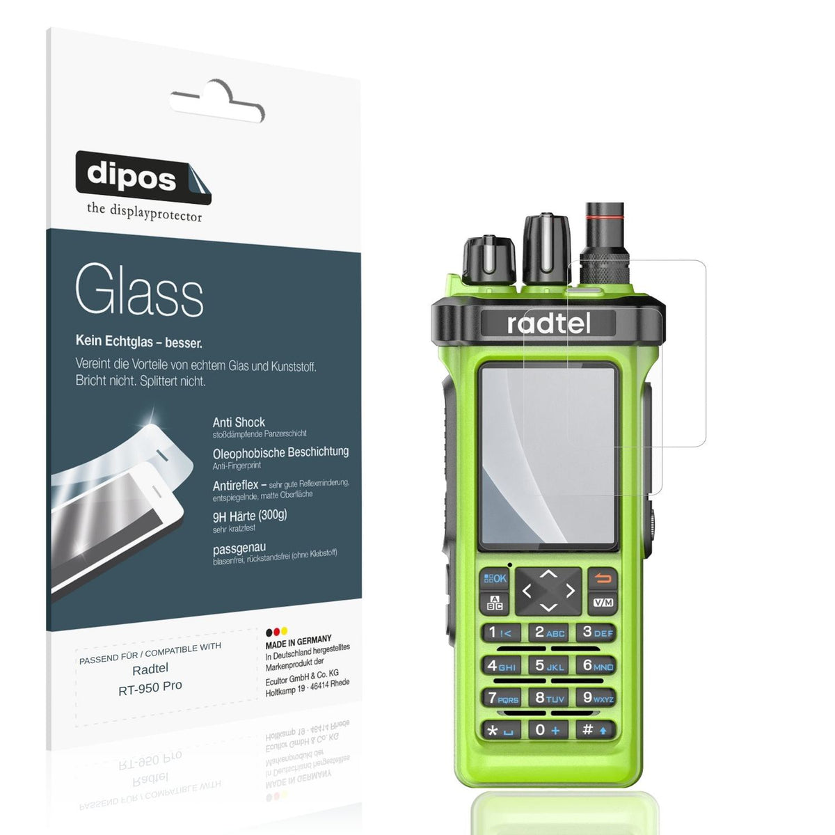 Matte Displayschutzfolie von dipos passend für Radtel RT-950 Pro, 9H kratzfest und blasenfrei montiert
