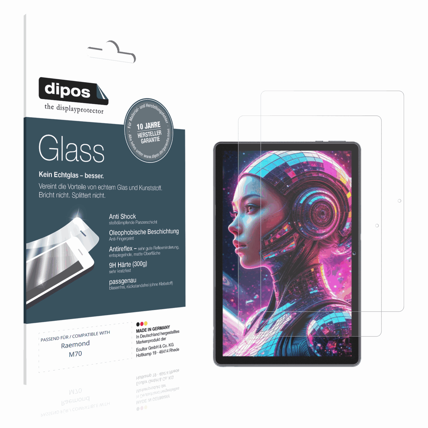Matte Displayschutzfolie von dipos passend für Raemond M70, 9H kratzfest und blasenfrei montiert