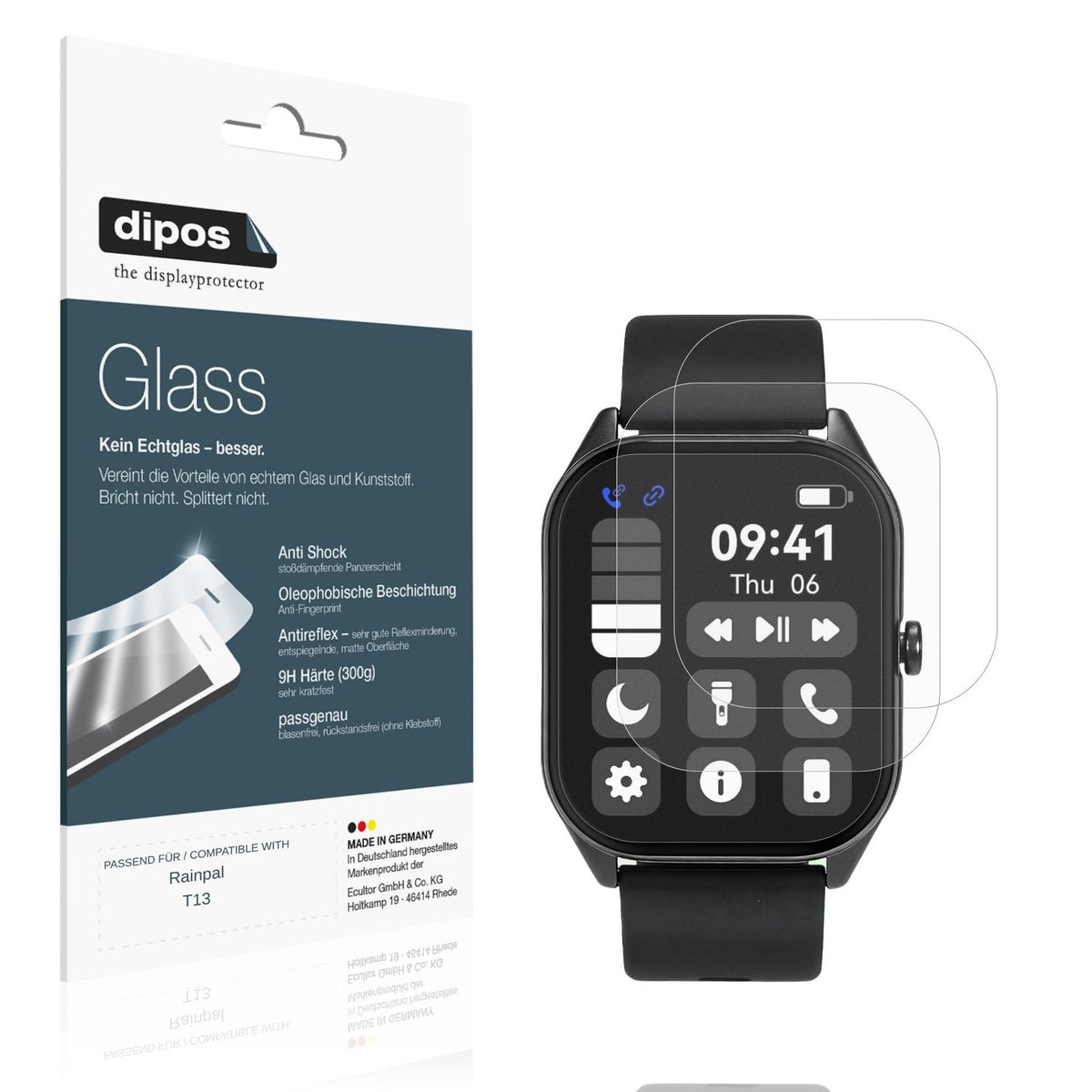 Matte Displayschutzfolie von dipos passend für Rainpal T13, 9H kratzfest und blasenfrei montiert
