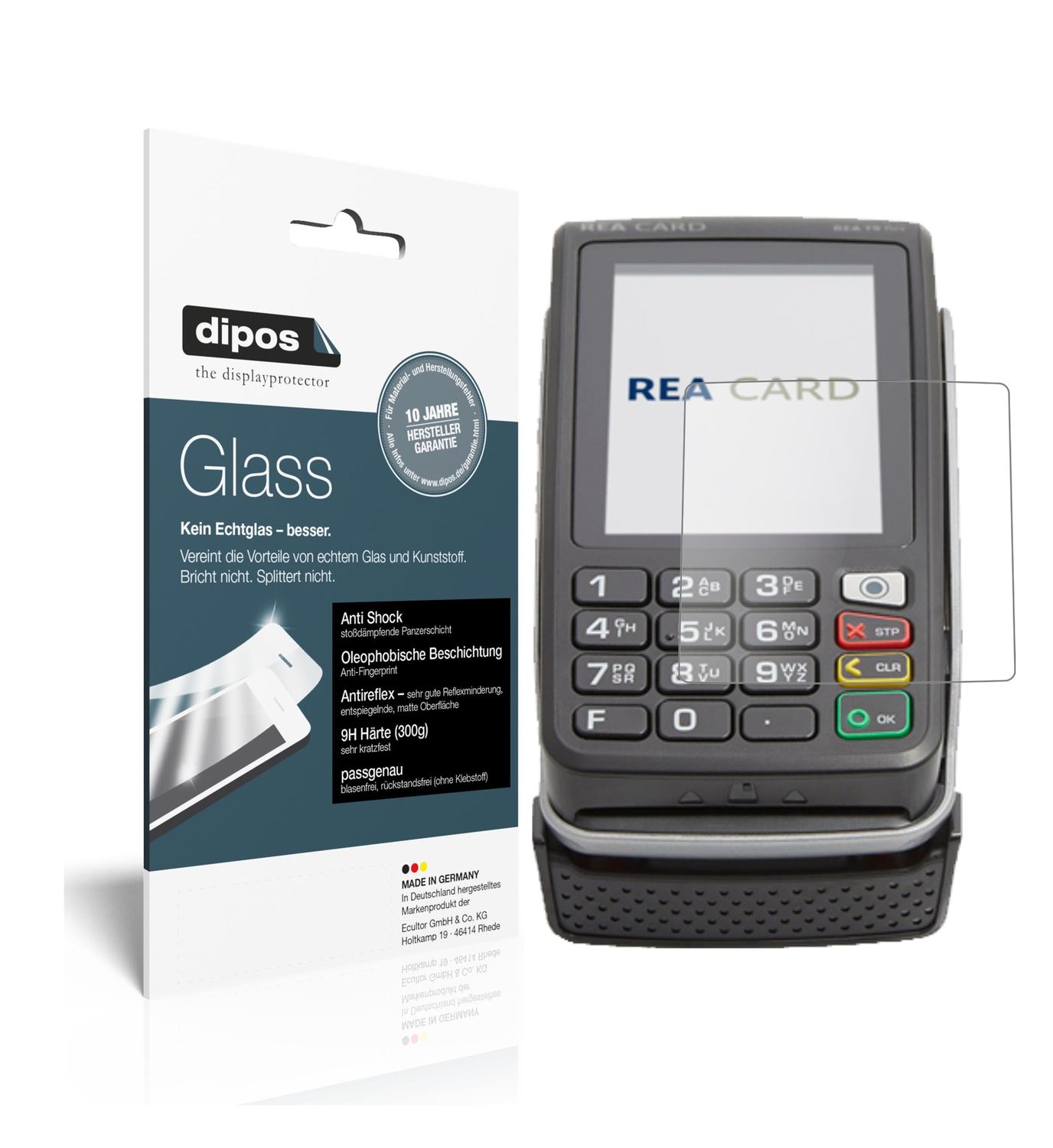 Matte Displayschutzfolie von dipos passend für REA CARD T9 flex Terminal, 9H kratzfest und blasenfrei montiert