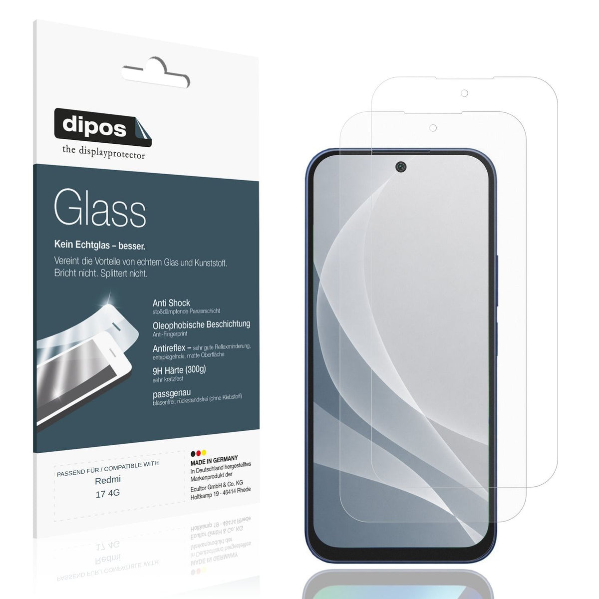 Matte Displayschutzfolie von dipos passend für Redmi 17 4G, 9H kratzfest und blasenfrei montiert