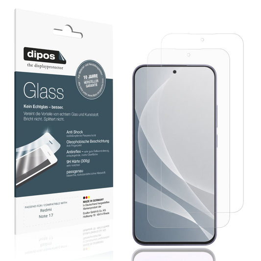 Matte Displayschutzfolie von dipos passend für Redmi Note 17, 9H kratzfest und blasenfrei montiert