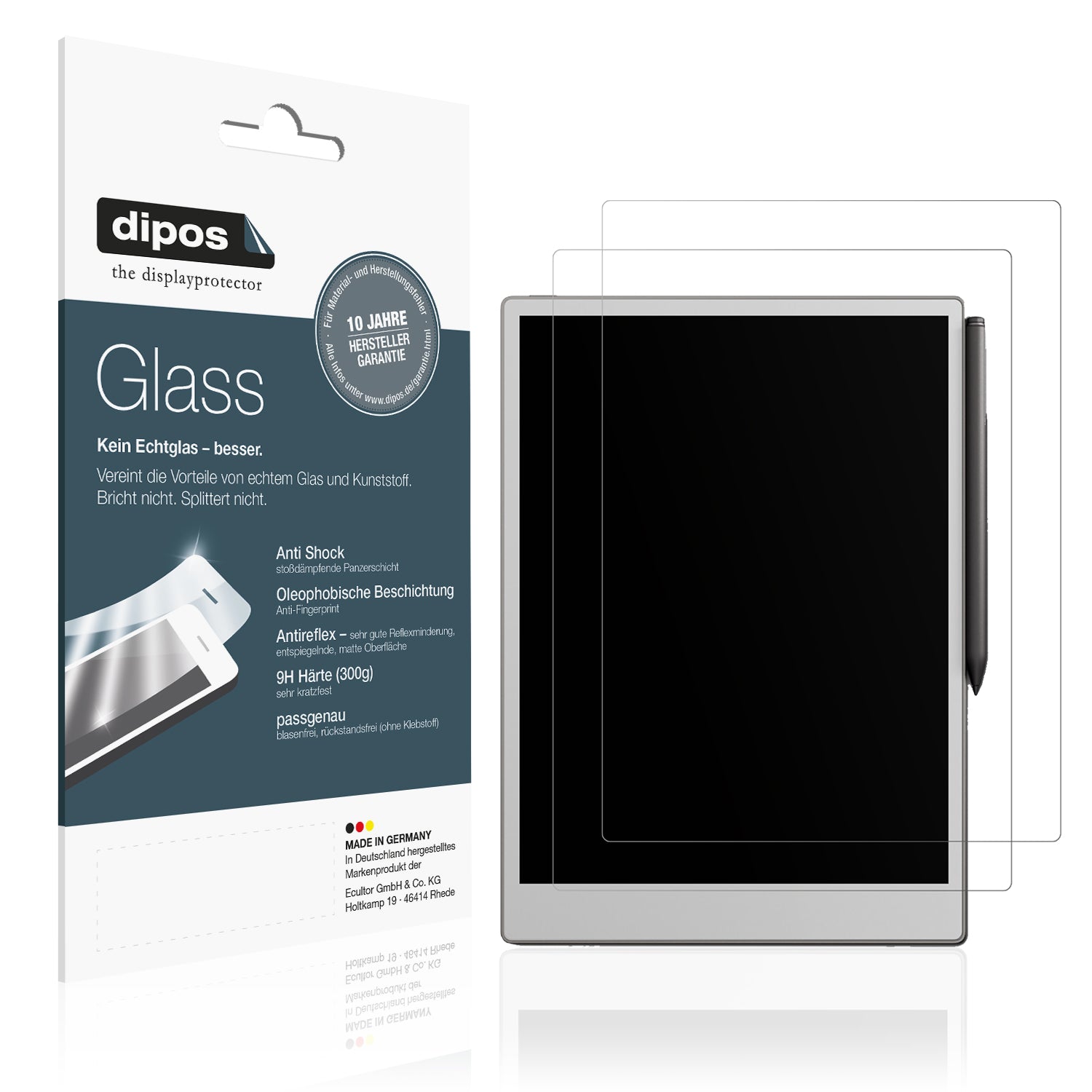 Matte Displayschutzfolie von dipos passend für Remarkable Paper Pro, 9H kratzfest und blasenfrei montiert