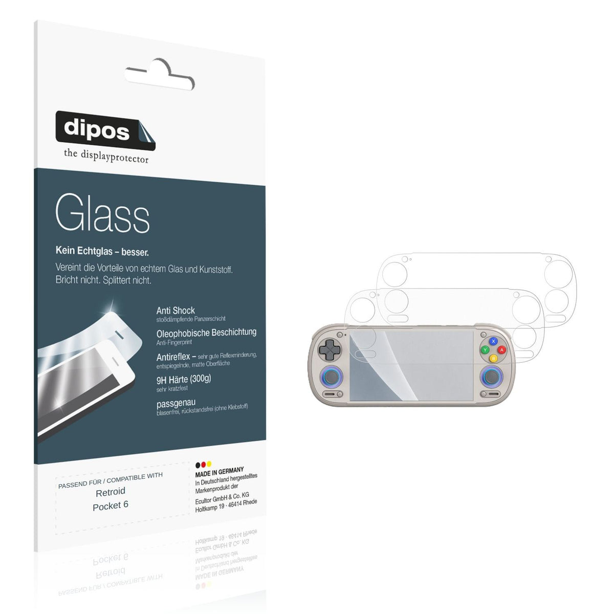 Matte Displayschutzfolie von dipos passend für Retroid Pocket 6, 9H kratzfest und blasenfrei montiert