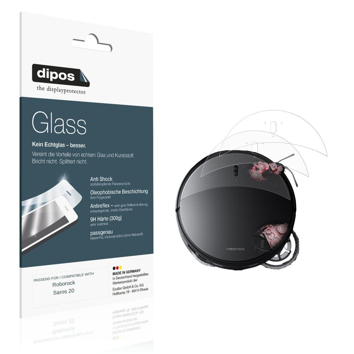Matte Displayschutzfolie von dipos passend für Roborock Saros 20, 9H kratzfest und blasenfrei montiert
