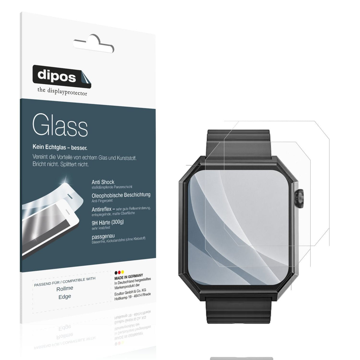Matte Displayschutzfolie von dipos passend für Rollme Edge, 9H kratzfest und blasenfrei montiert