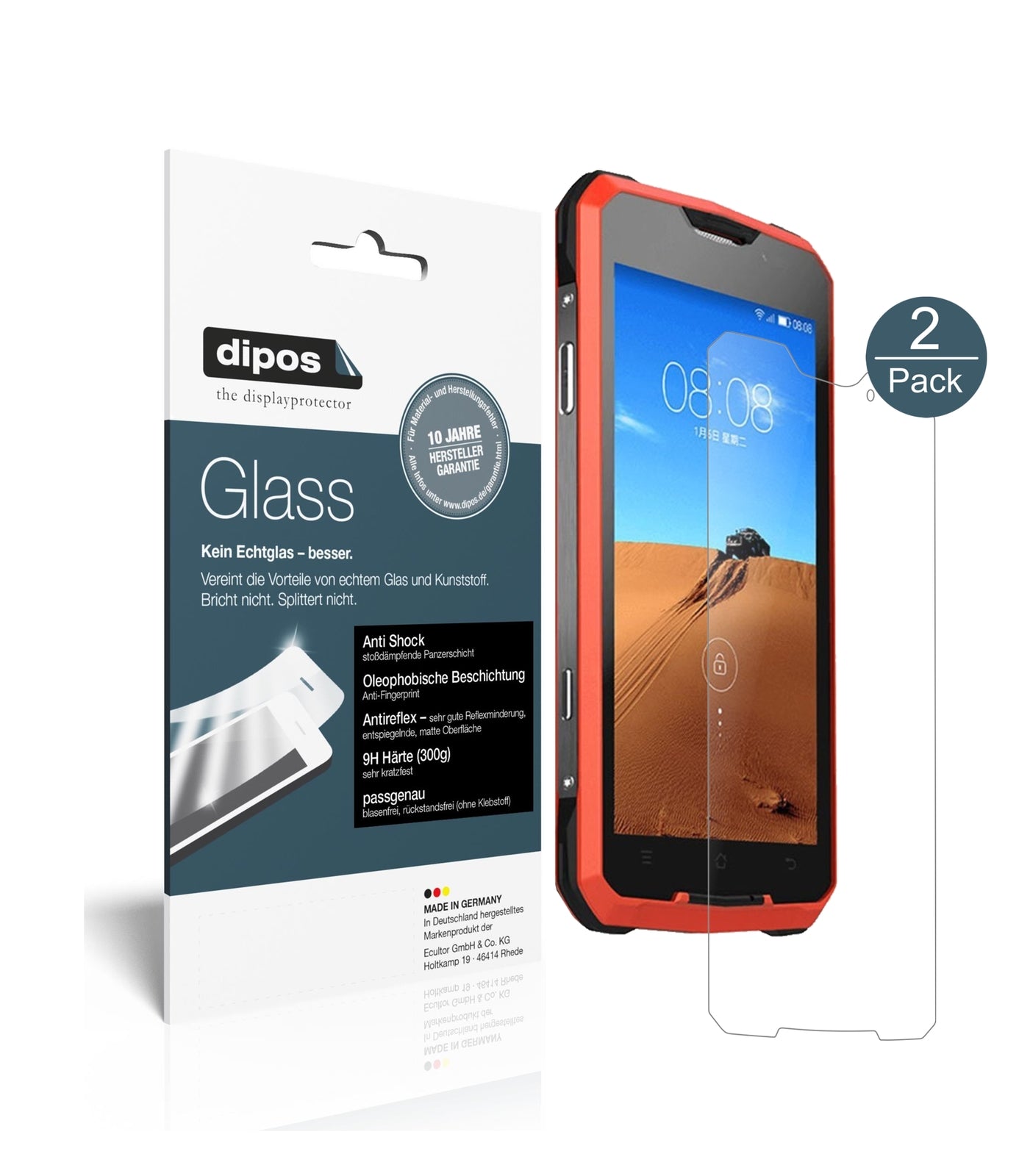 Matte Displayschutzfolie von dipos passend für Rugum V1, 9H kratzfest und blasenfrei montiert
