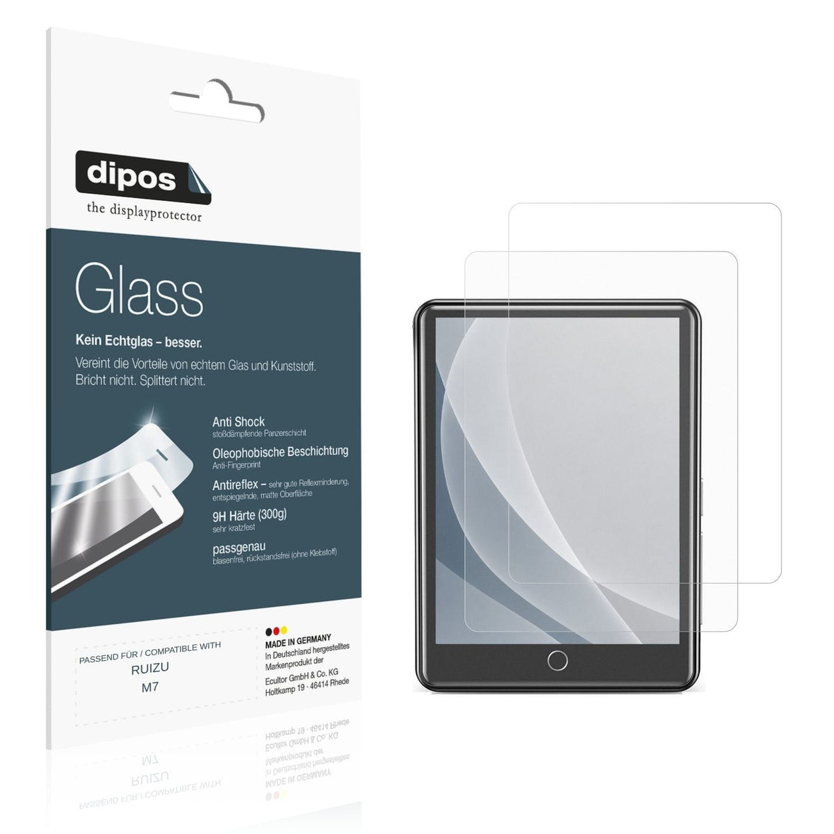 Matte Displayschutzfolie von dipos passend für RUIZU M7, 9H kratzfest und blasenfrei montiert