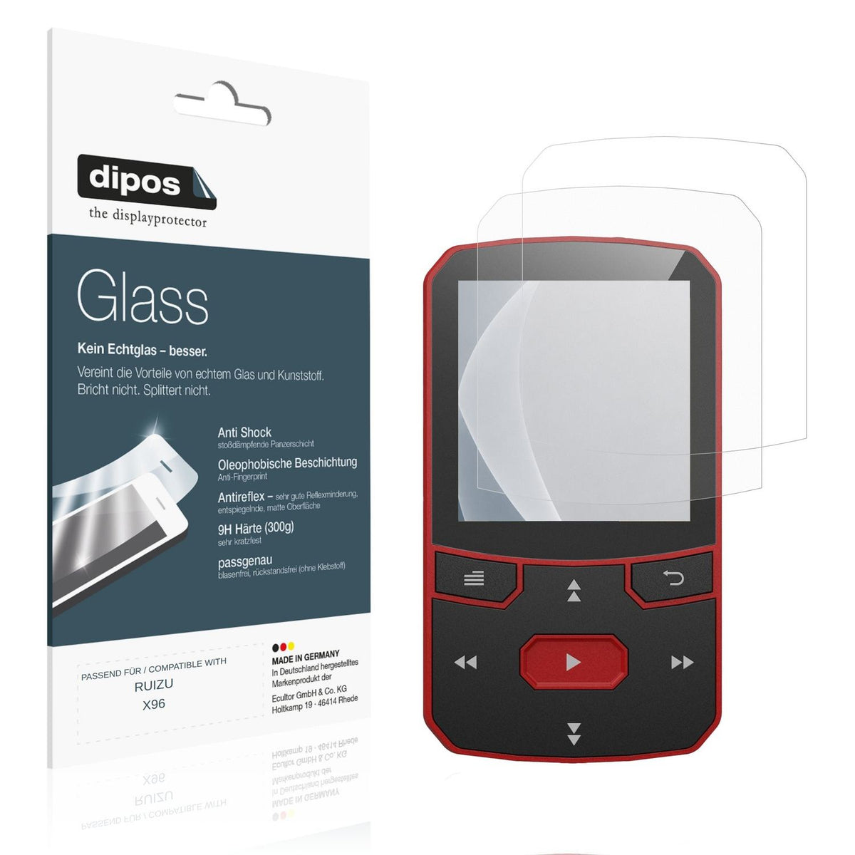 Matte Displayschutzfolie von dipos passend für RUIZU X96, 9H kratzfest und blasenfrei montiert