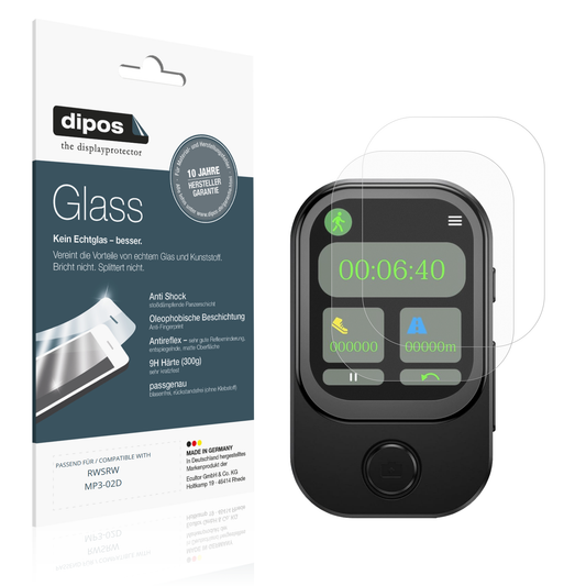 Matte Displayschutzfolie von dipos passend für RWSRW MP3-02D, 9H kratzfest und blasenfrei montiert