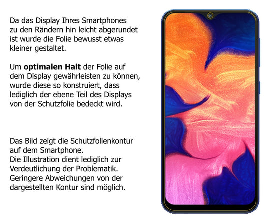 Klare Displayschutzfolie von dipos passend für Samsung Galaxy A10, 9H kratzfest und blasenfrei montiert