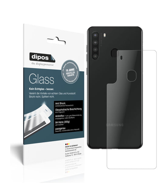 Matte Displayschutzfolie von dipos passend für Samsung Galaxy A21 Rückseite, 9H kratzfest und blasenfrei montiert