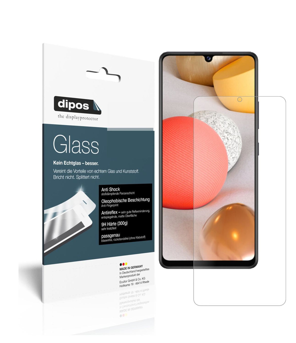 Matte Displayschutzfolie von dipos passend für Samsung Galaxy A42, 9H kratzfest und blasenfrei montiert