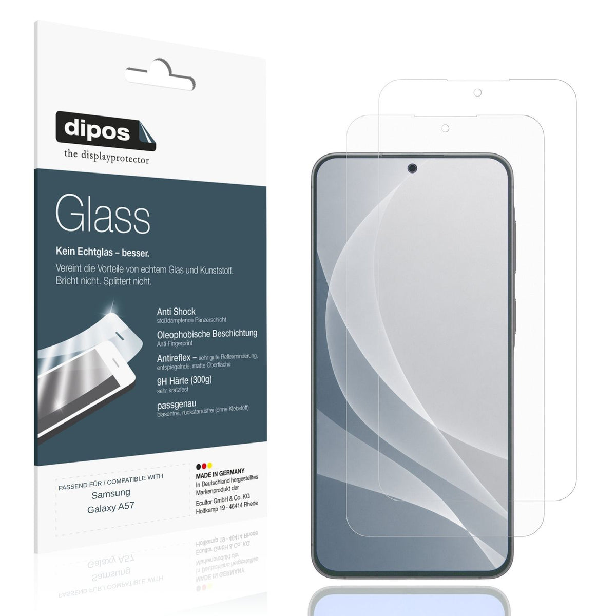 Matte Displayschutzfolie von dipos passend für Samsung Galaxy A57, 9H kratzfest und blasenfrei montiert