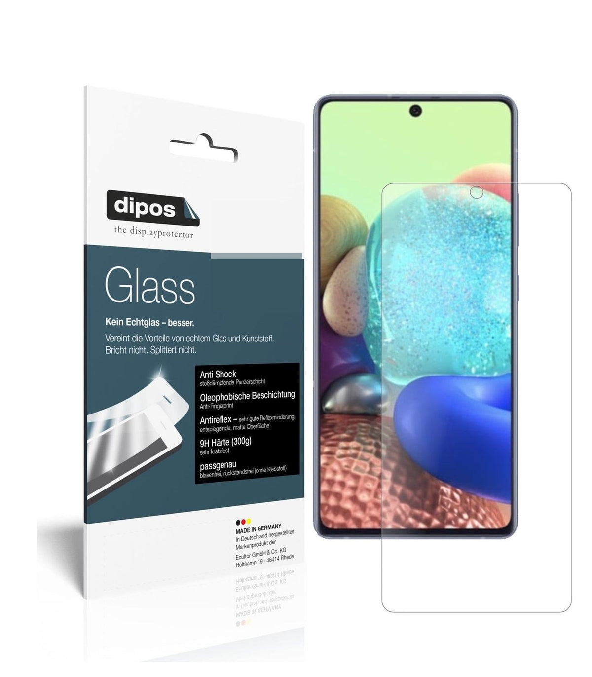 Matte Displayschutzfolie von dipos passend für Samsung Galaxy A71 5G, 9H kratzfest und blasenfrei montiert