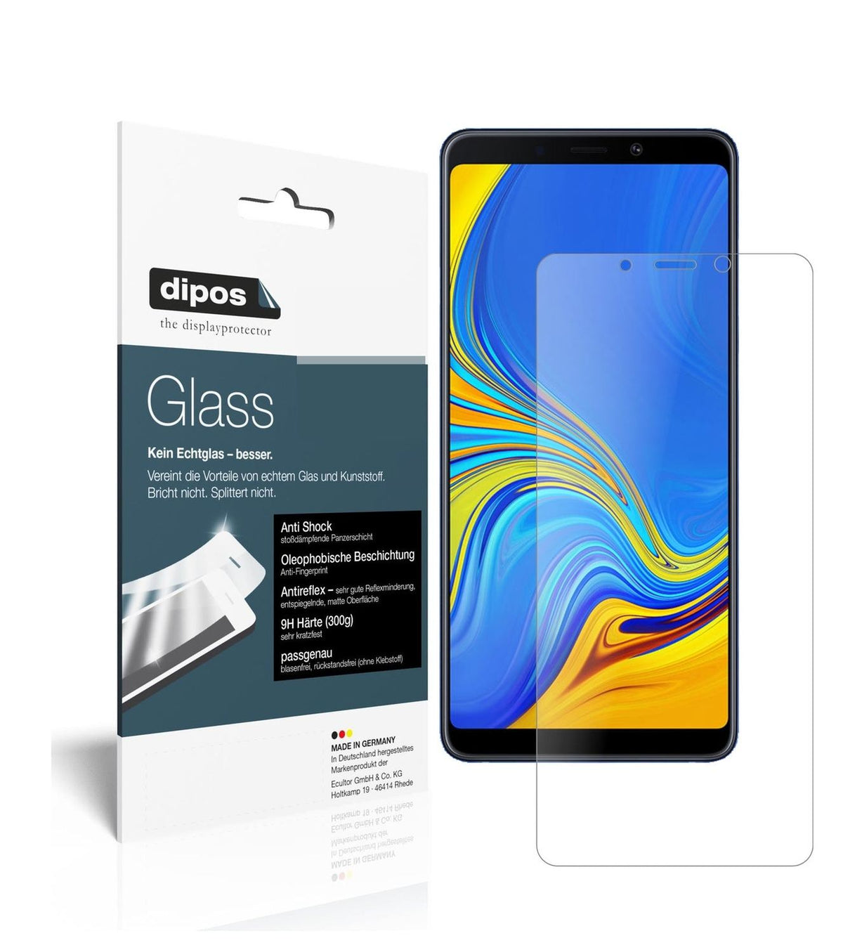 Matte Displayschutzfolie von dipos passend für Samsung Galaxy A9 (2018), 9H kratzfest und blasenfrei montiert