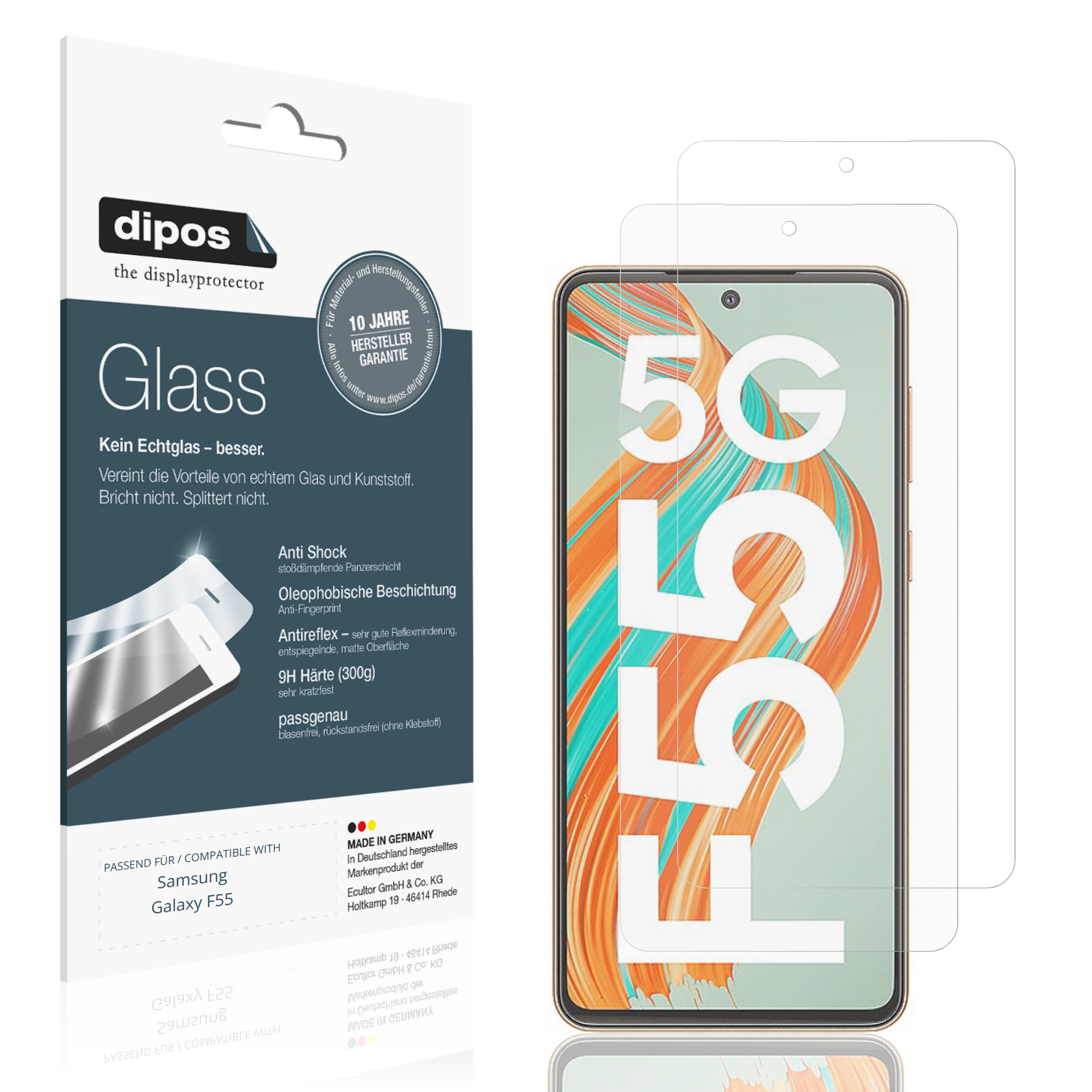 Matte Displayschutzfolie von dipos passend für Samsung Galaxy F55, 9H kratzfest und blasenfrei montiert