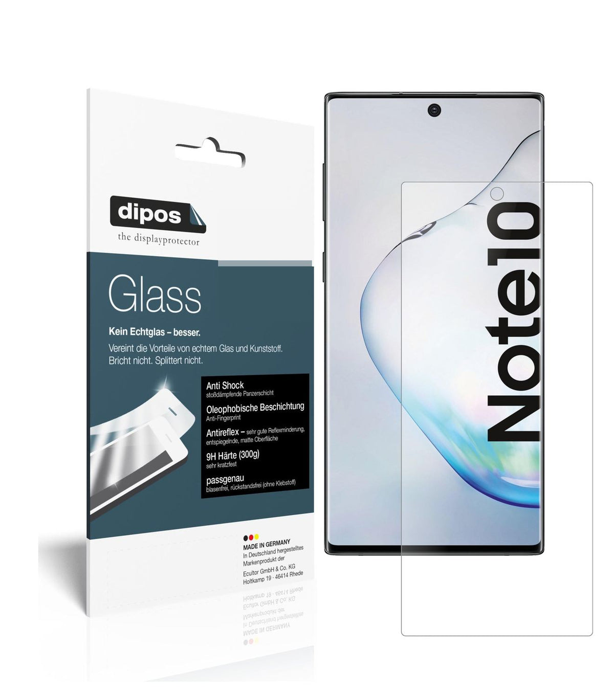 Matte Displayschutzfolie von dipos passend für Samsung Galaxy Note 10 5G, 9H kratzfest und blasenfrei montiert