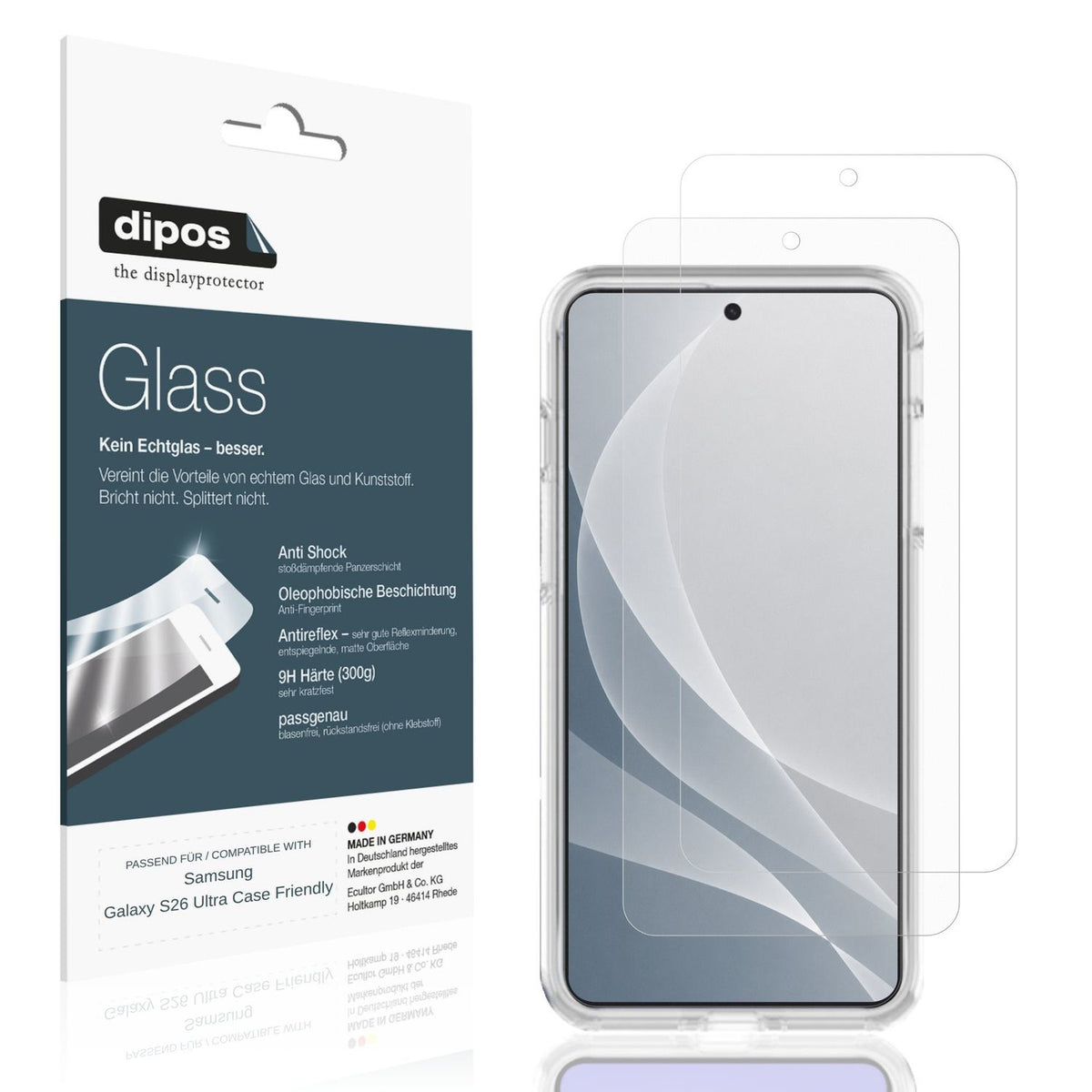 Matte Displayschutzfolie von dipos passend für Samsung Galaxy S26 Ultra Case Friendly, 9H kratzfest und blasenfrei montiert
