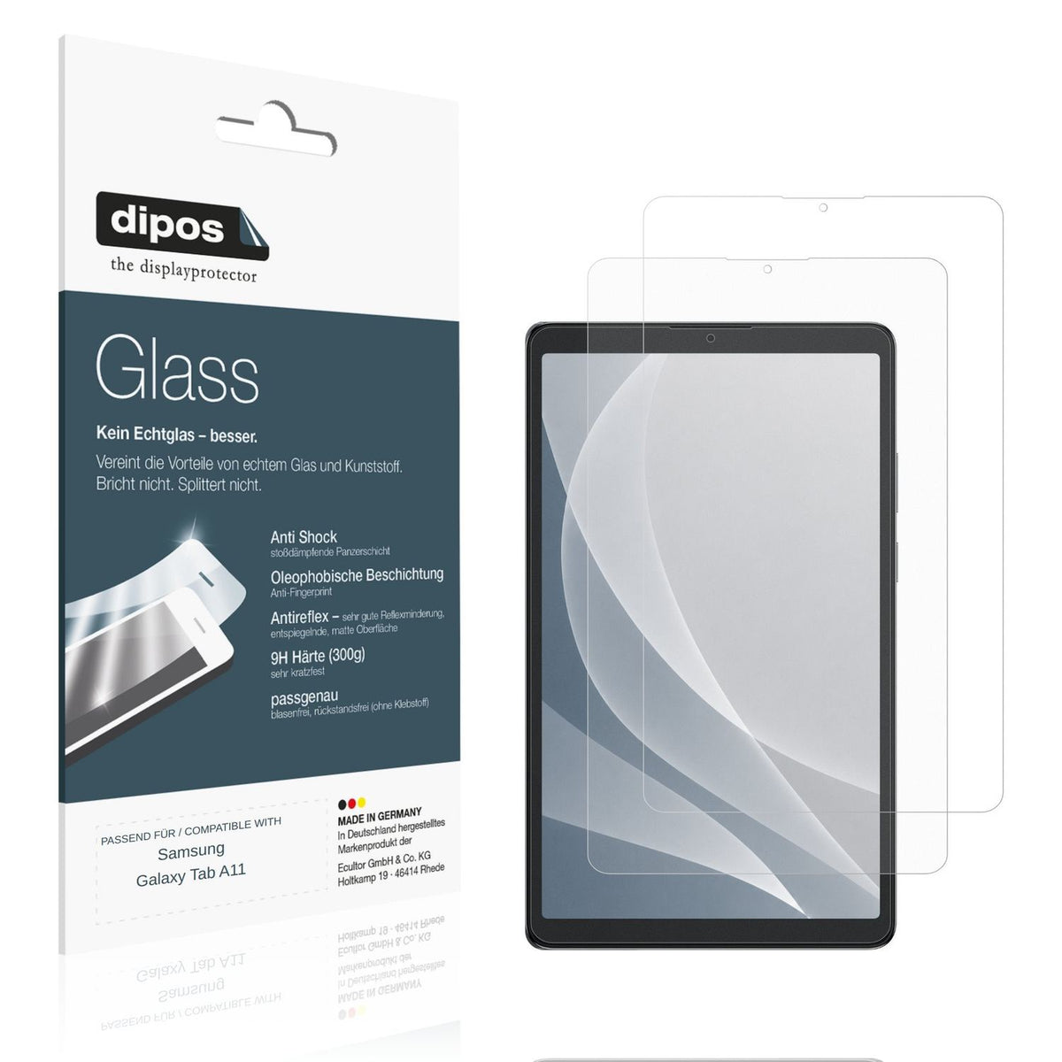 Matte Displayschutzfolie von dipos passend für Samsung Galaxy Tab A11, 9H kratzfest und blasenfrei montiert