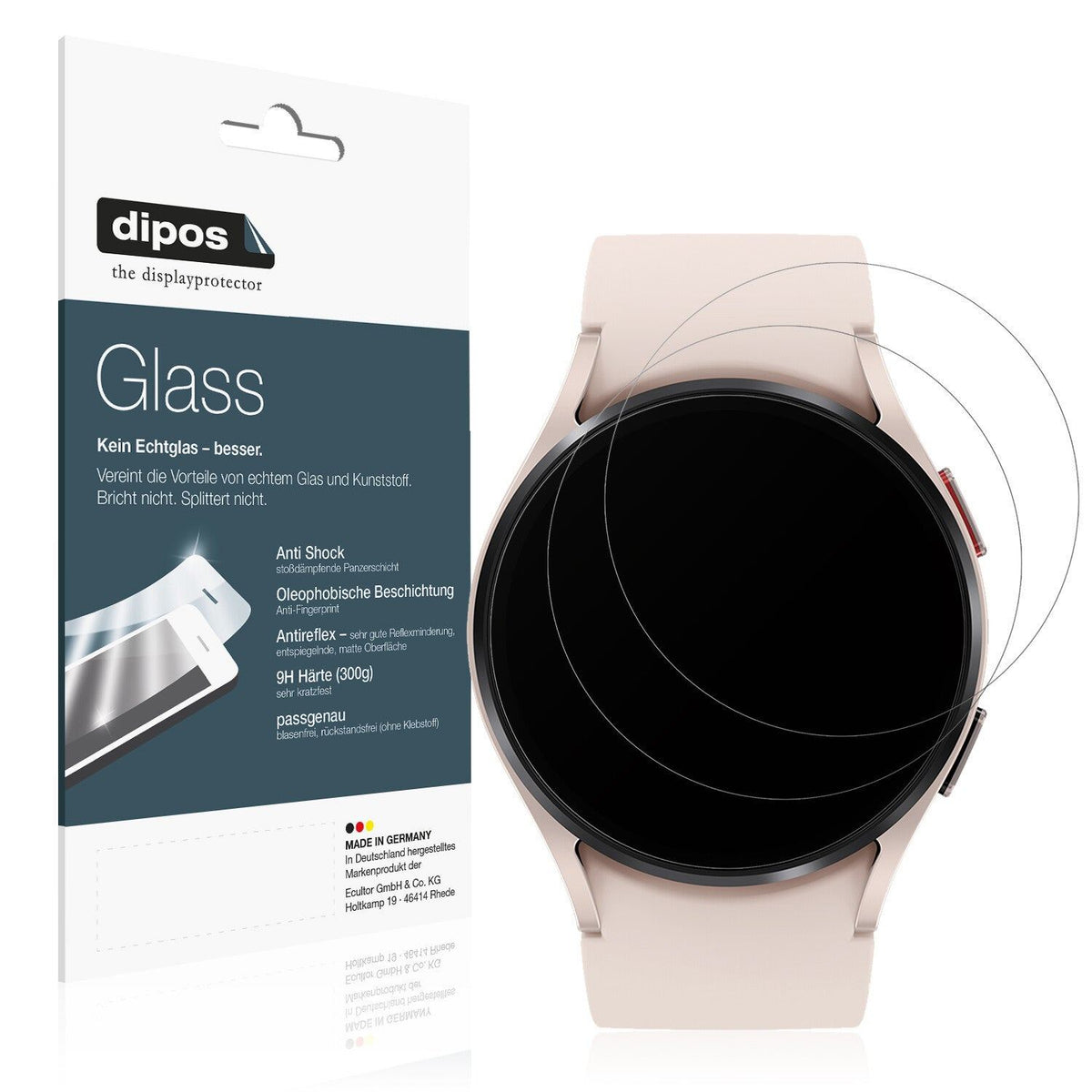 Matte Displayschutzfolie von dipos passend für Samsung Galaxy Watch 5 (40mm), 9H kratzfest und blasenfrei montiert