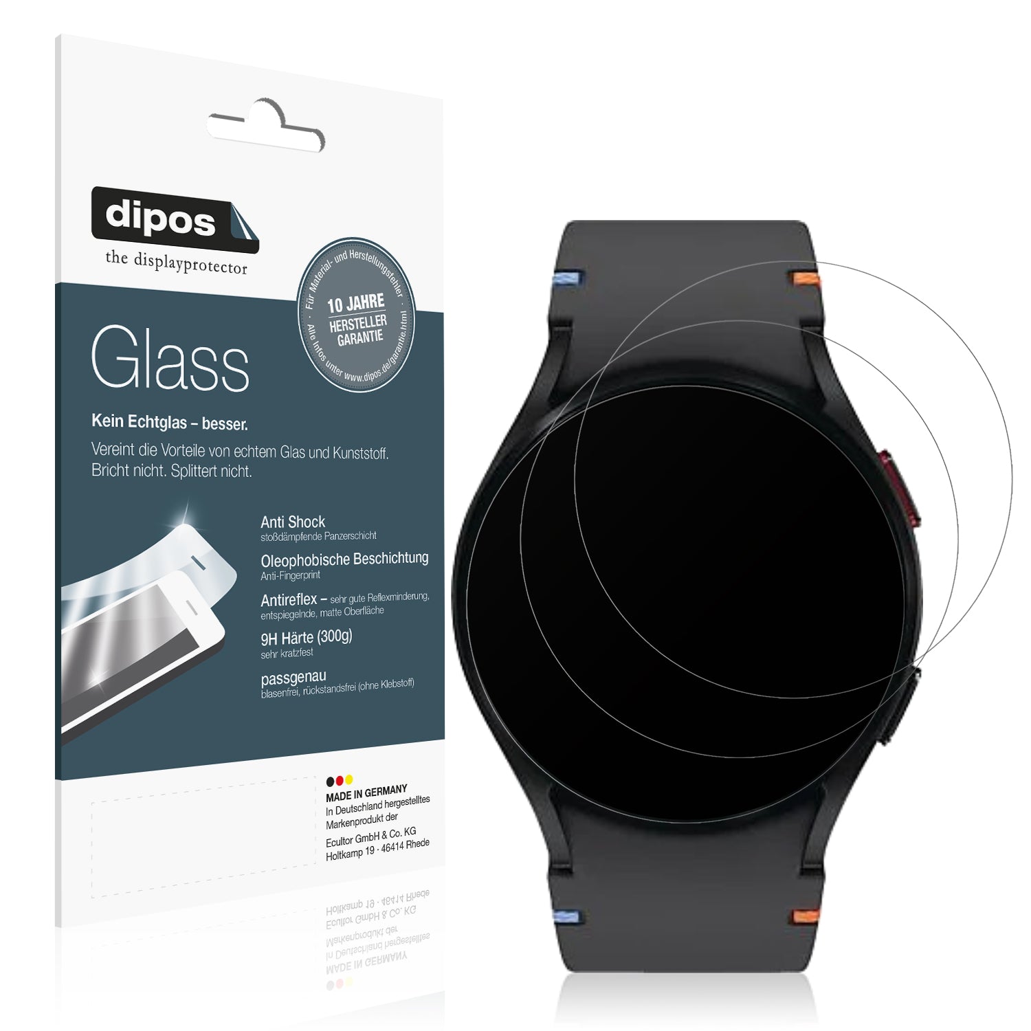 Matte Displayschutzfolie von dipos passend für Samsung Galaxy Watch FE 40mm, 9H kratzfest und blasenfrei montiert