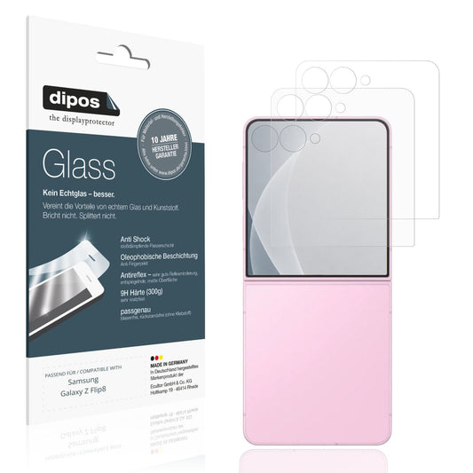 Matte Displayschutzfolie von dipos passend für Samsung Galaxy Z Flip8 Aussenseite, 9H kratzfest und blasenfrei montiert