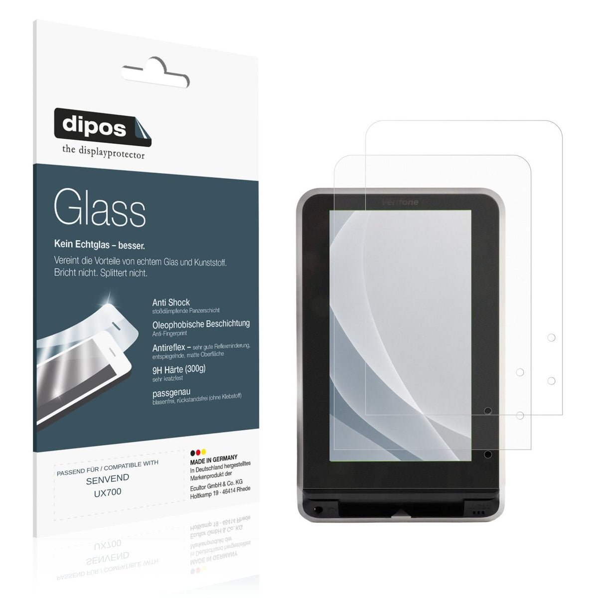 Matte Displayschutzfolie von dipos passend für SENVEND UX700, 9H kratzfest und blasenfrei montiert