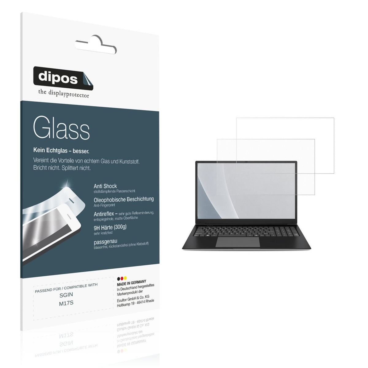 Matte Displayschutzfolie von dipos passend für SGIN M17S, 9H kratzfest und blasenfrei montiert