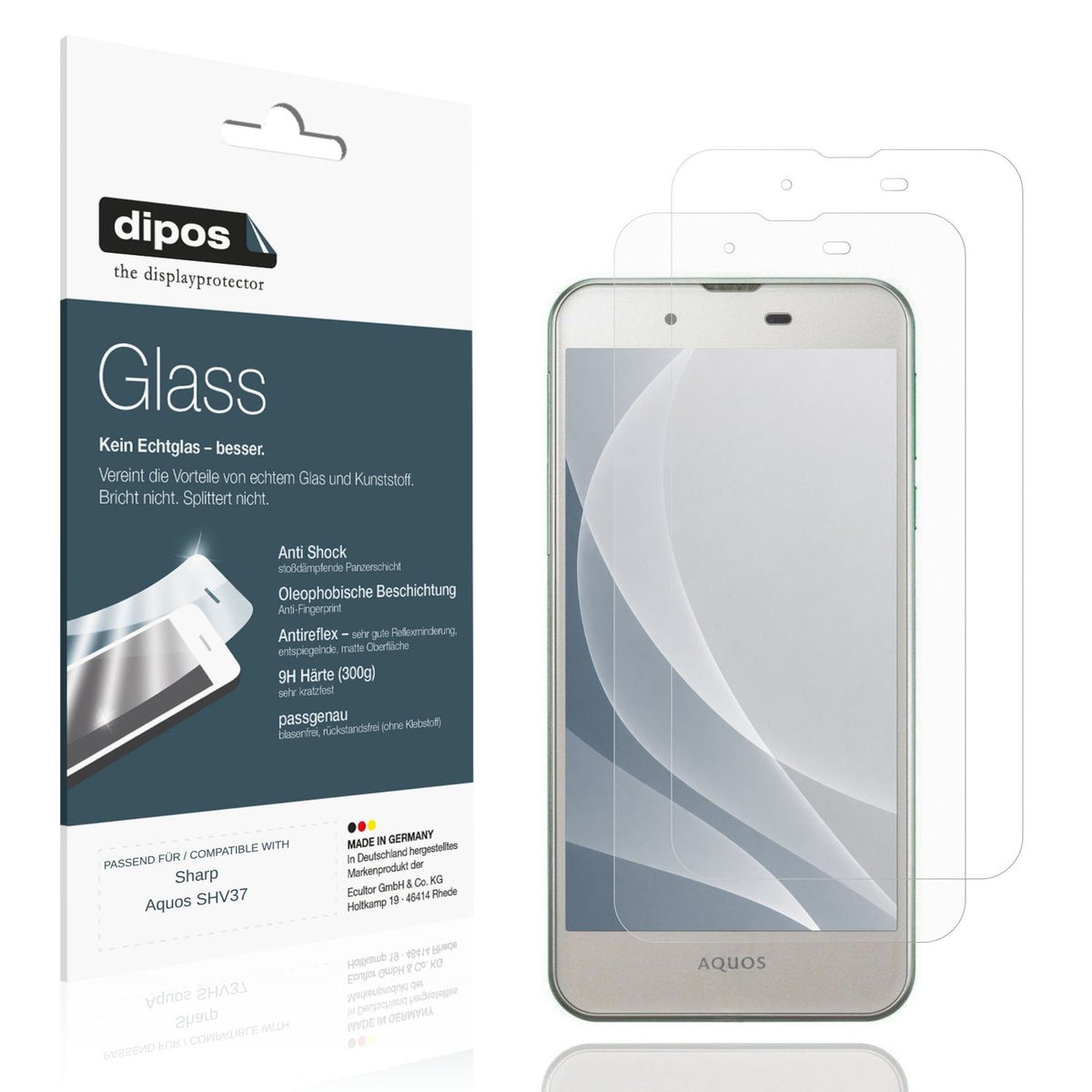 Matte Displayschutzfolie von dipos passend für Sharp Aquos SHV37, 9H kratzfest und blasenfrei montiert