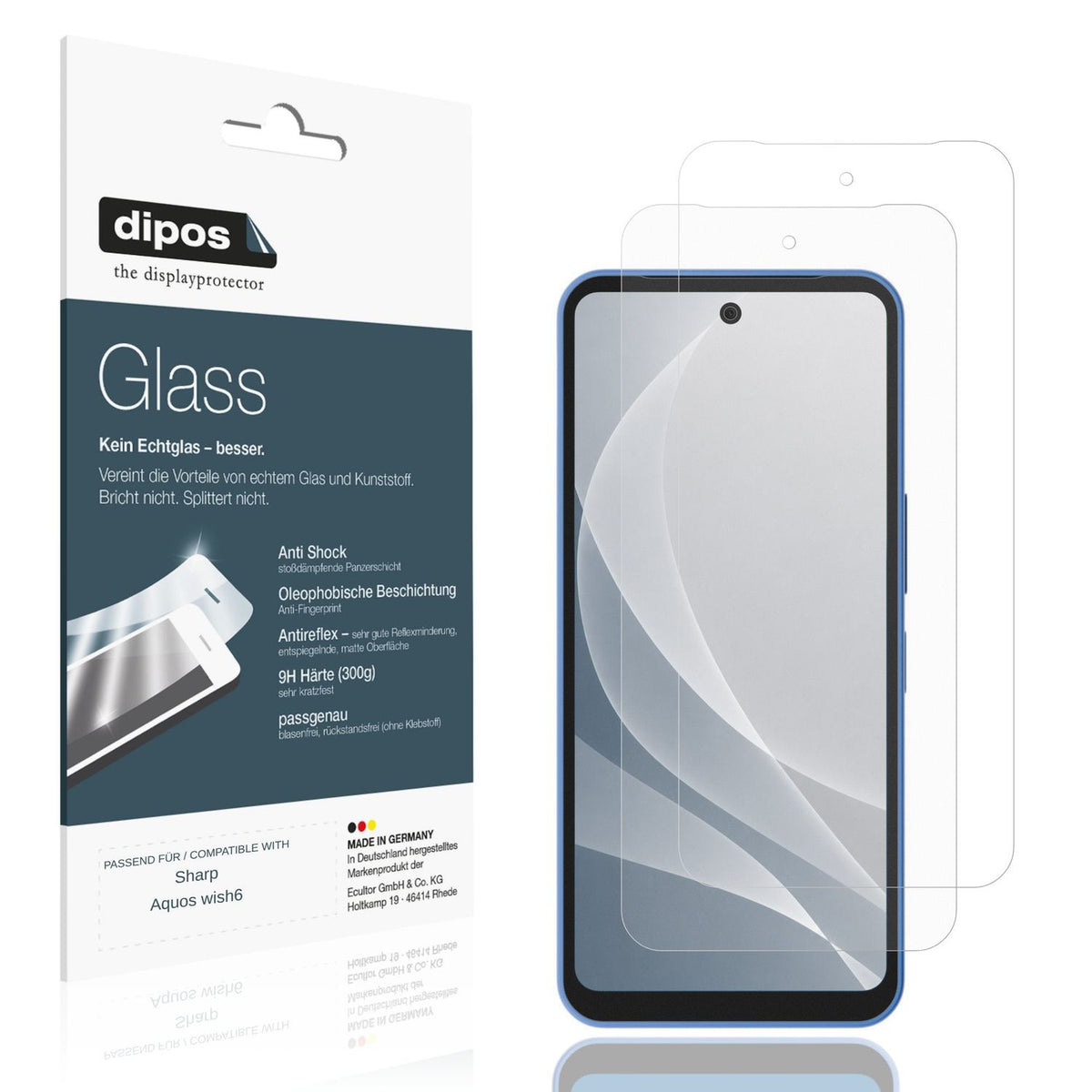 Matte Displayschutzfolie von dipos passend für Sharp Aquos wish6, 9H kratzfest und blasenfrei montiert