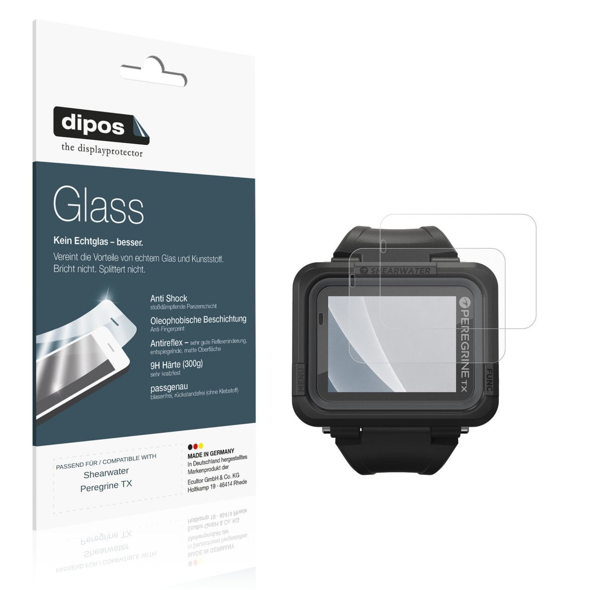 Matte Displayschutzfolie von dipos passend für Shearwater Peregrine TX, 9H kratzfest und blasenfrei montiert