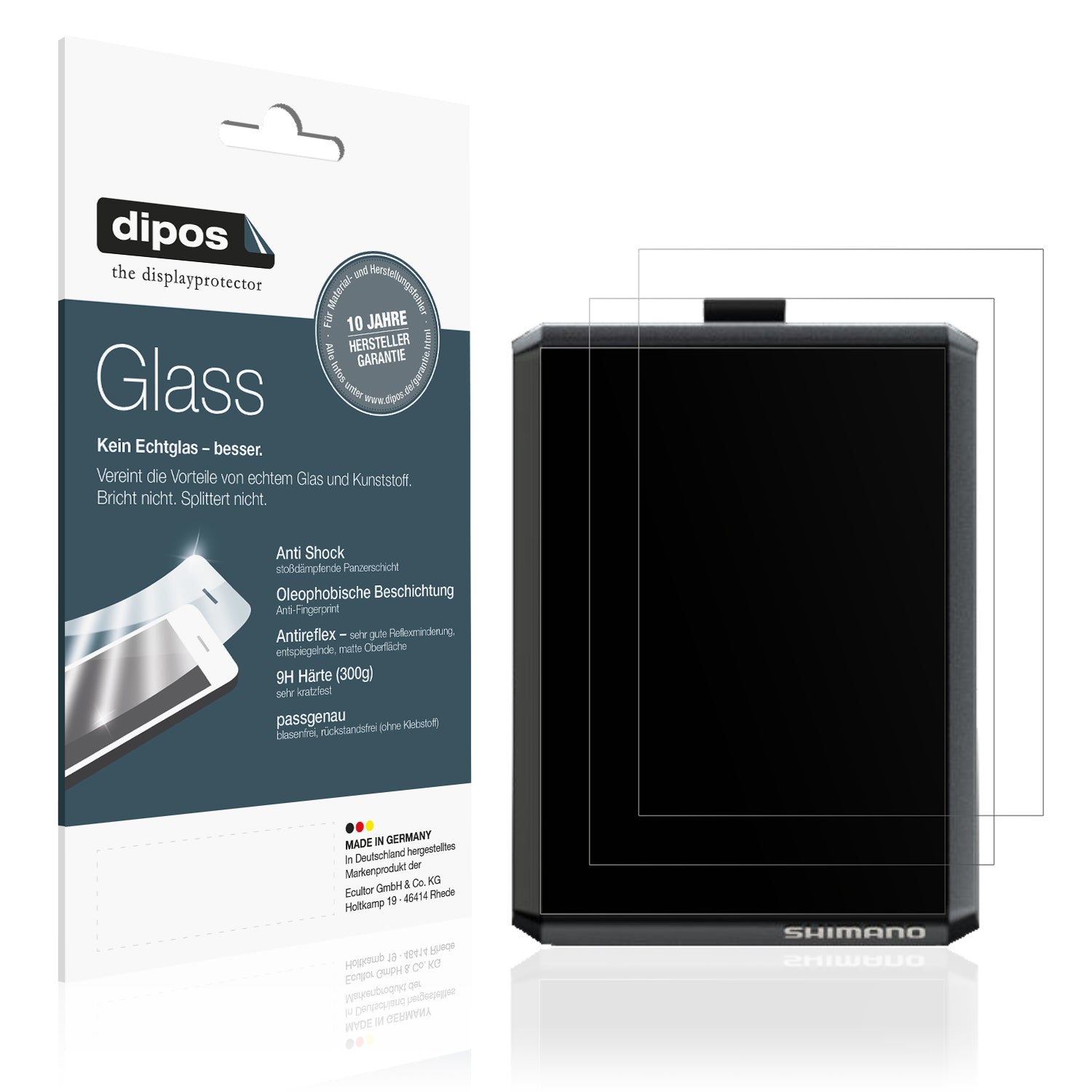 Matte Displayschutzfolie von dipos passend für Shimano SC-EN610, 9H kratzfest und blasenfrei montiert
