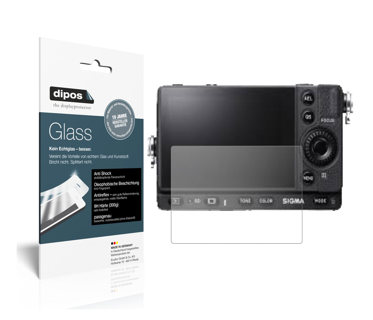 Matte Displayschutzfolie von dipos passend für Sigma fp, 9H kratzfest und blasenfrei montiert