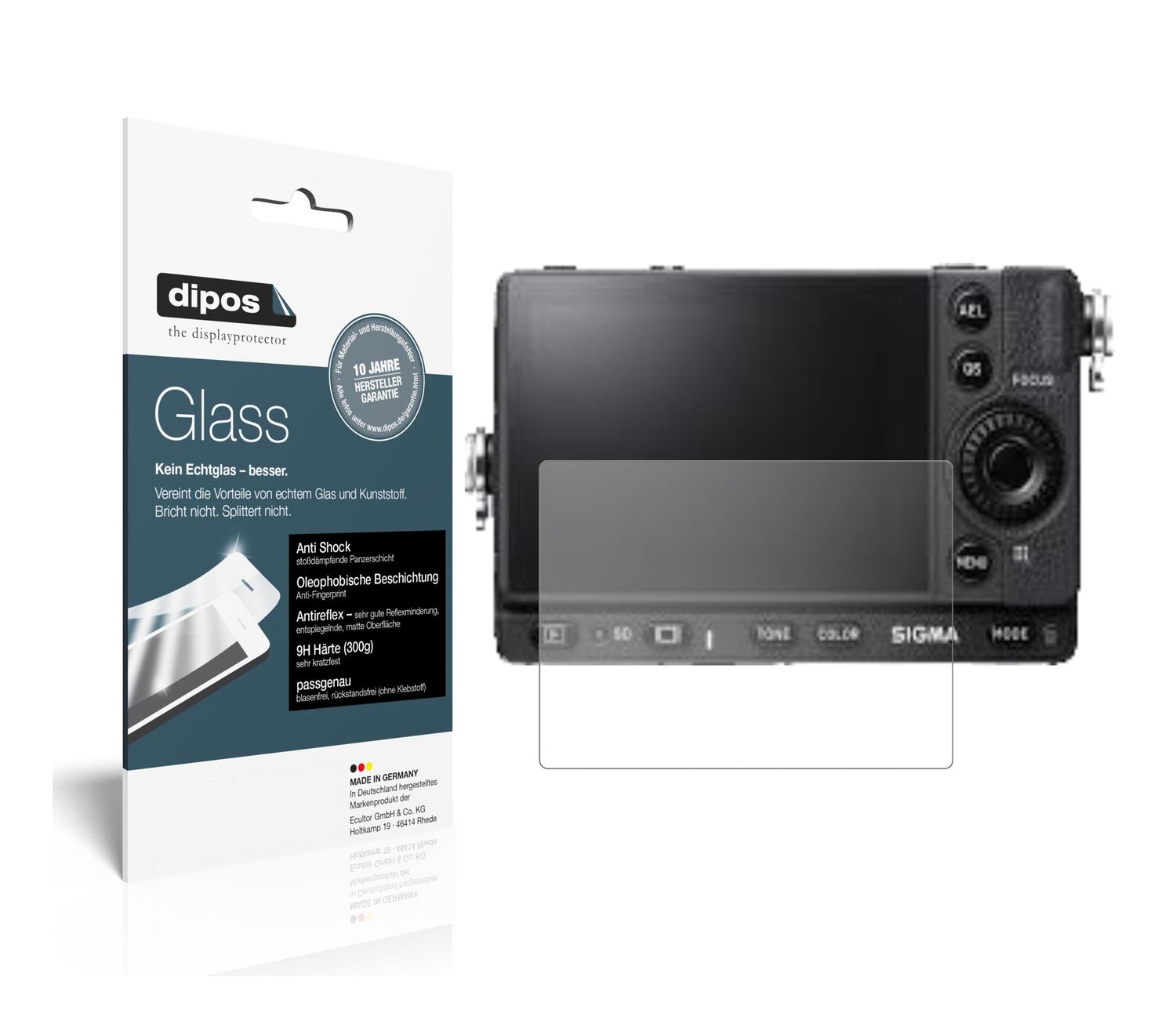 Matte Displayschutzfolie von dipos passend für Sigma fp, 9H kratzfest und blasenfrei montiert