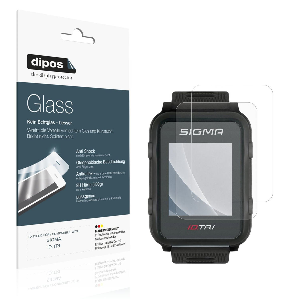 Matte Displayschutzfolie von dipos passend für SIGMA iD.TRI, 9H kratzfest und blasenfrei montiert