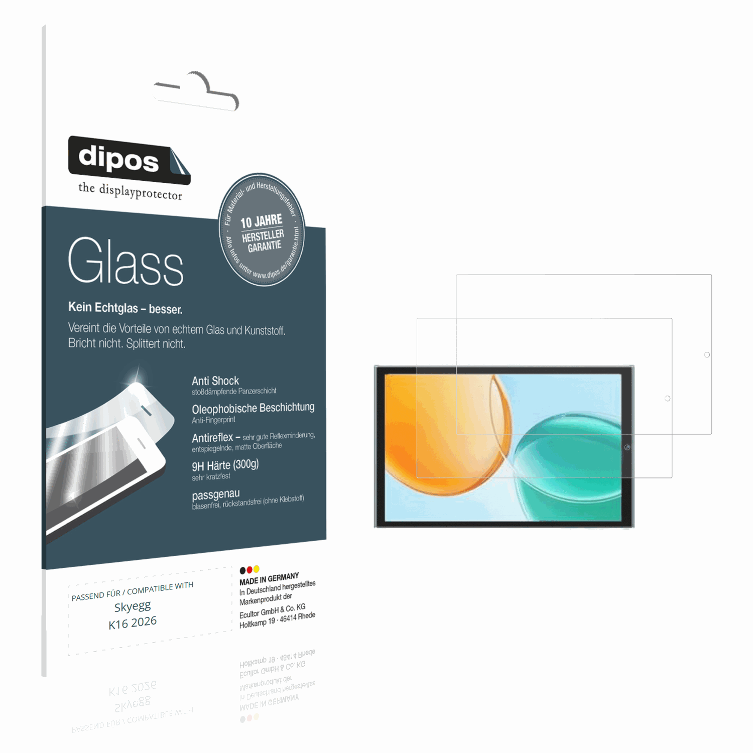 Matte Displayschutzfolie von dipos passend für Skyegg K16 2026, 9H kratzfest und blasenfrei montiert