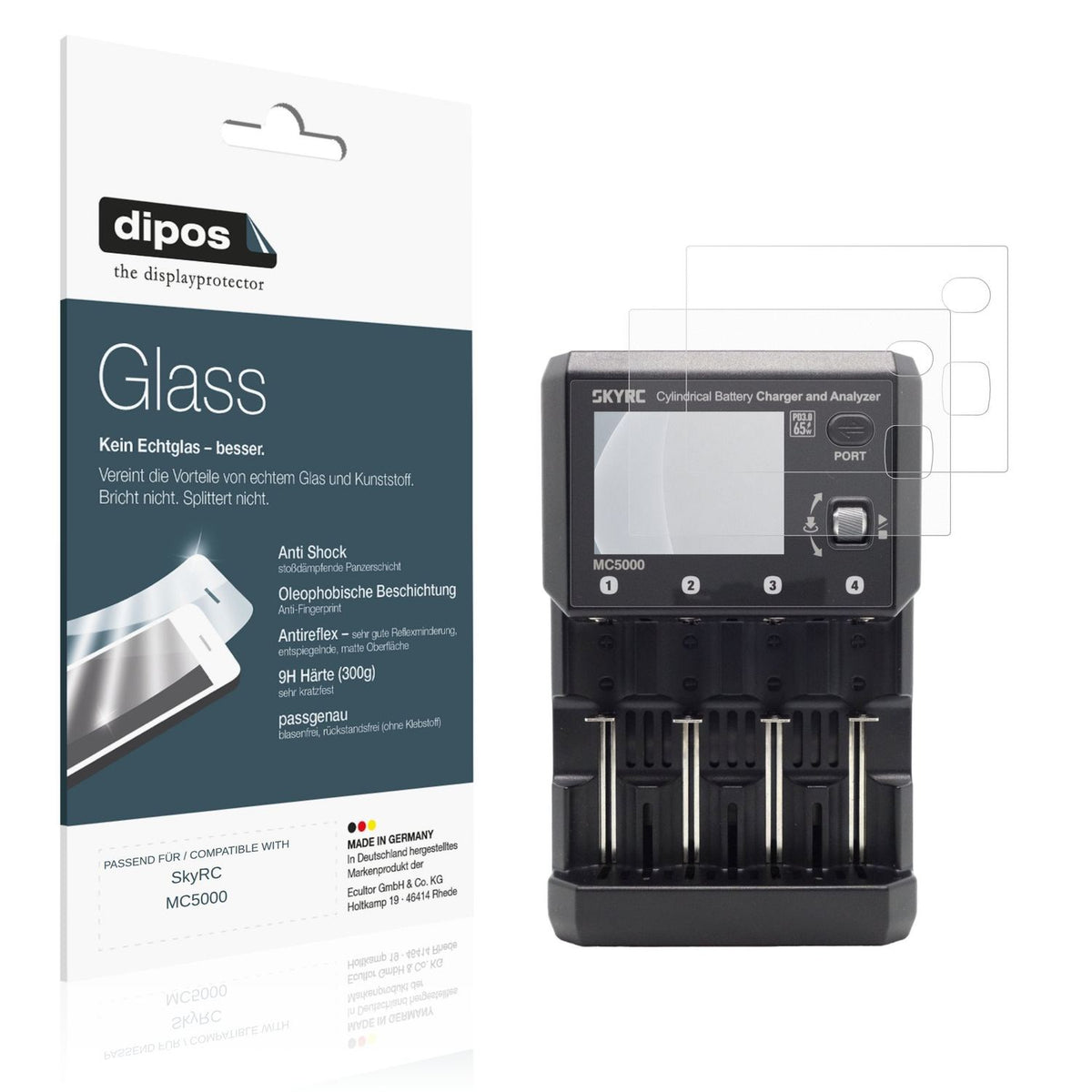 Matte Displayschutzfolie von dipos passend f�r SkyRC MC5000, 9H kratzfest und blasenfrei montiert