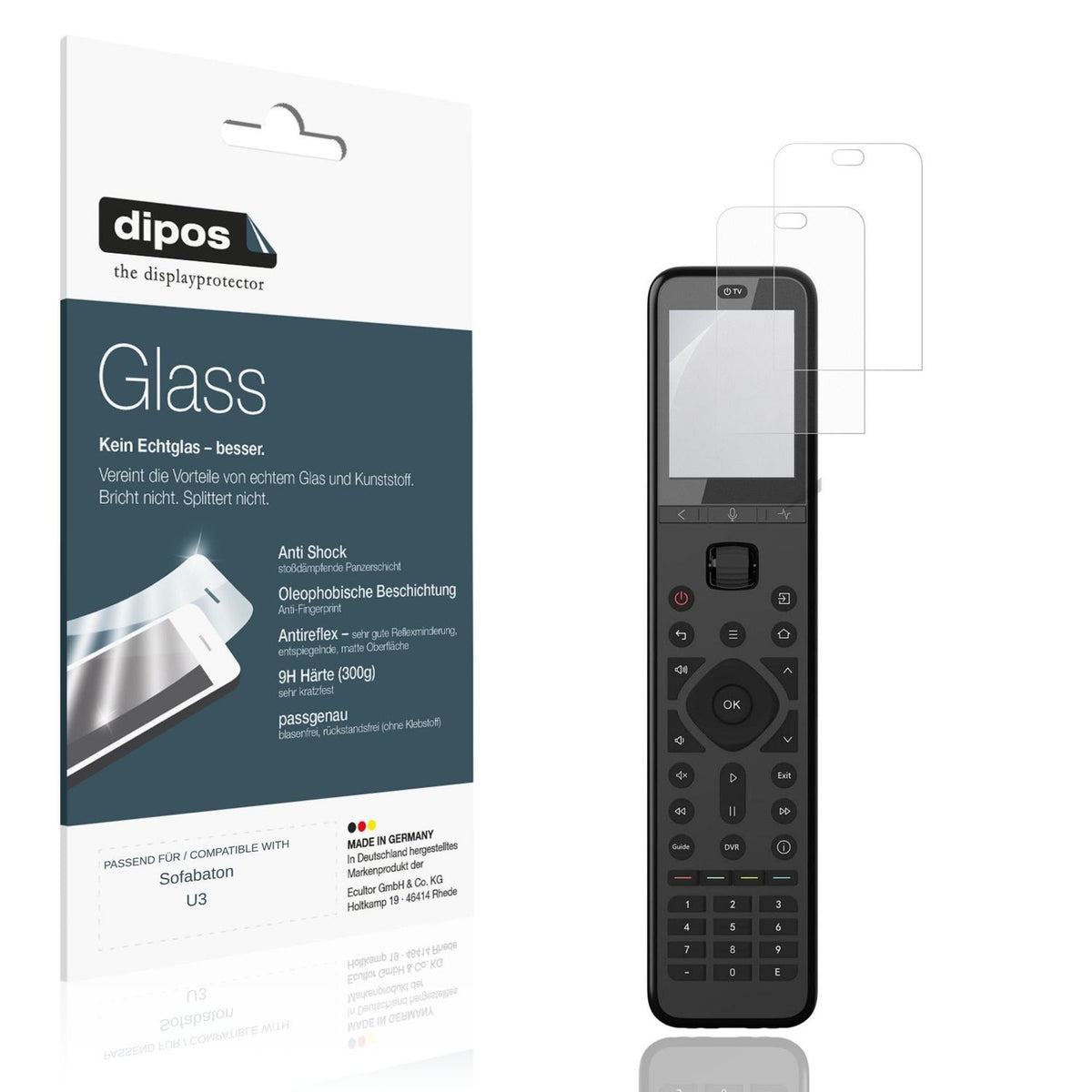 Matte Displayschutzfolie von dipos passend für Sofabaton U3, 9H kratzfest und blasenfrei montiert