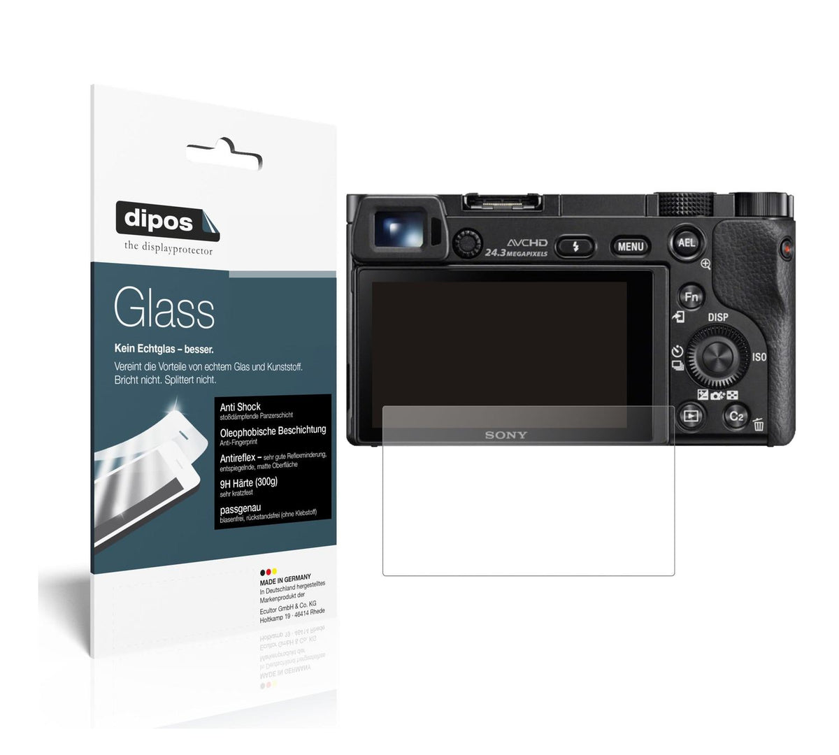 Matte Displayschutzfolie von dipos passend für Sony Alpha 6100, 9H kratzfest und blasenfrei montiert