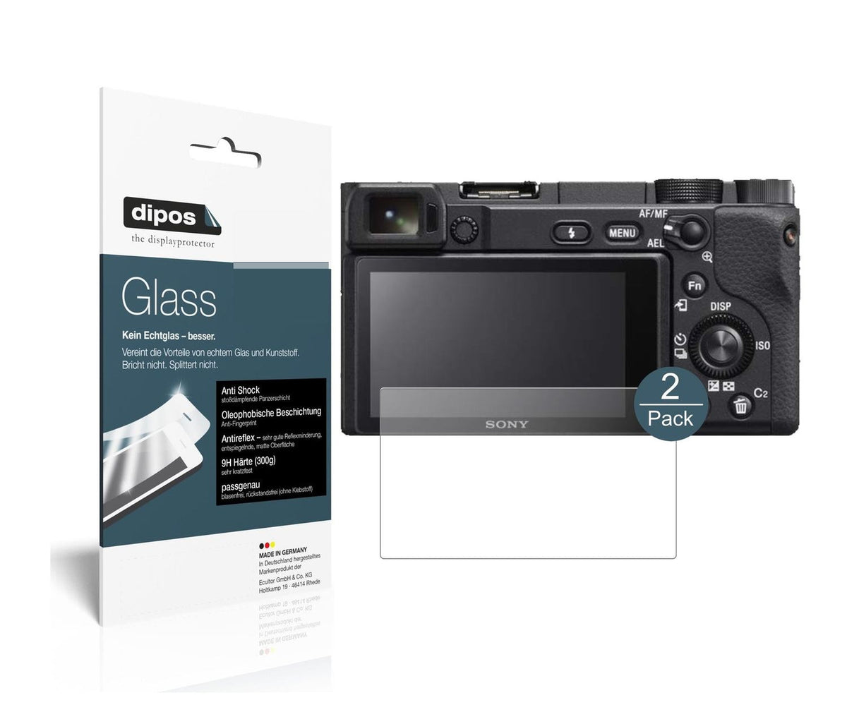 Matte Displayschutzfolie von dipos passend für Sony Alpha 6400, 9H kratzfest und blasenfrei montiert